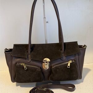Made in Italy Elegant  Dark Brown Leather Handbag artisan bag